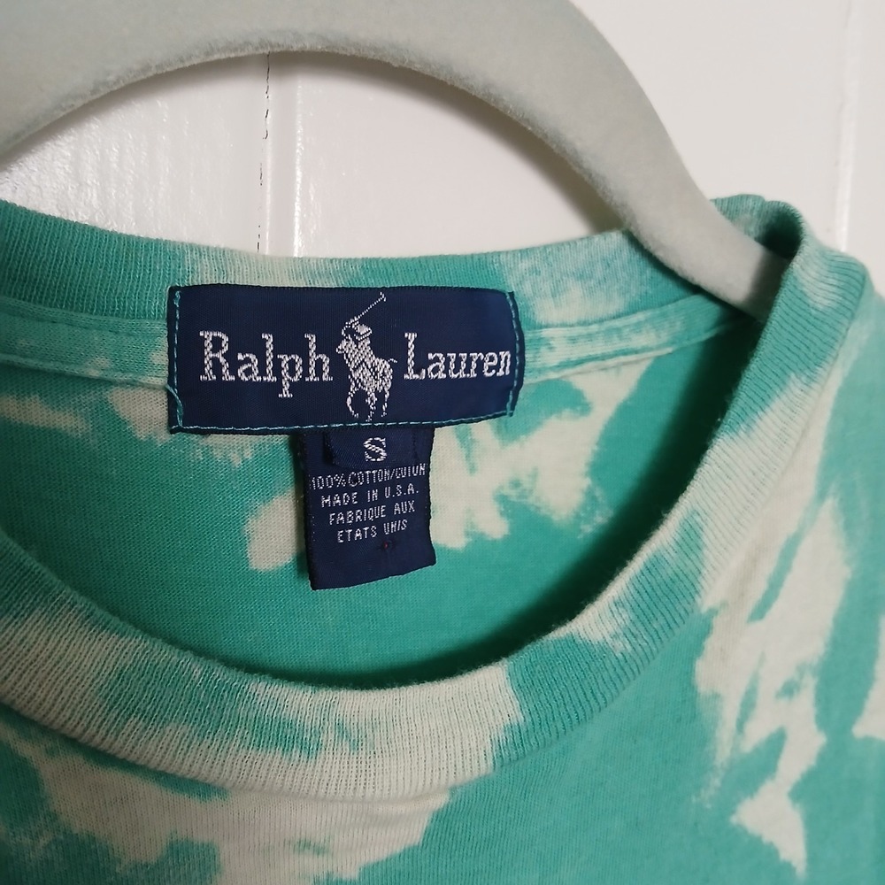 Vintage Polo Ralph Lauren Single Stitch T-Shirt Men's Small Pocket Pony SS Green - Picture 11 of 13